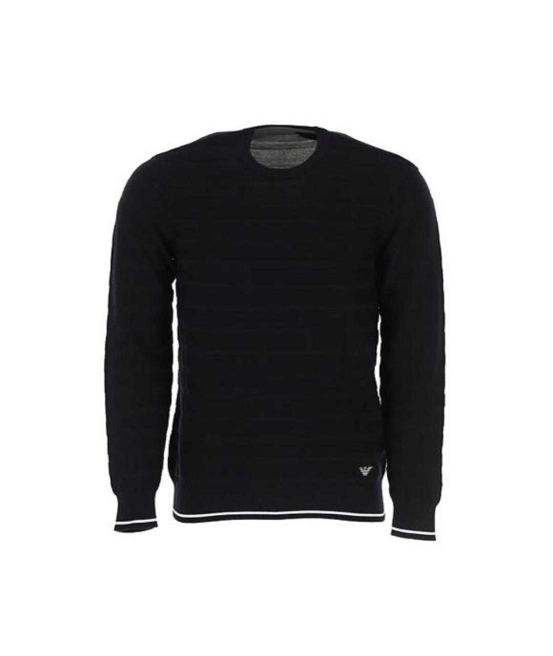 EMPORIO ARMANI Темно-синий хлопковый джемпер / свитер, фото 9