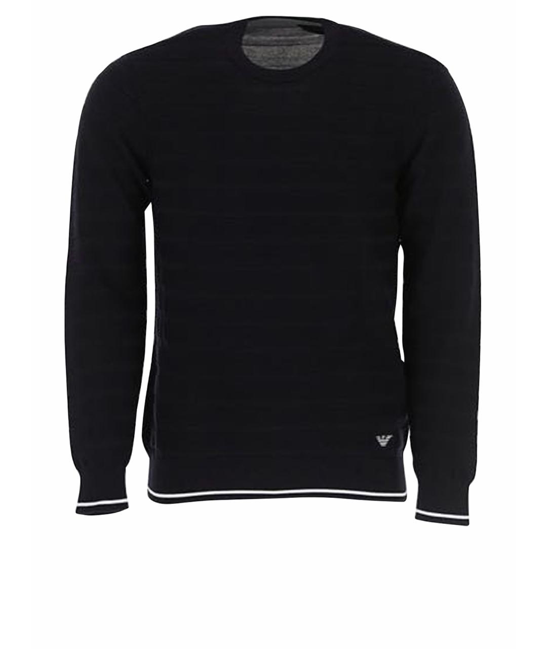 EMPORIO ARMANI Темно-синий хлопковый джемпер / свитер, фото 1