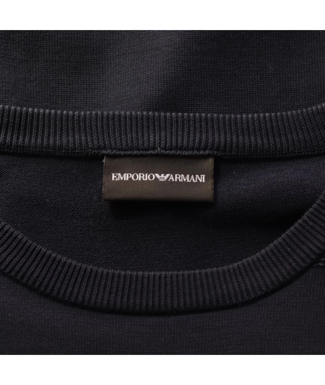 EMPORIO ARMANI Темно-синий хлопковый джемпер / свитер, фото 3
