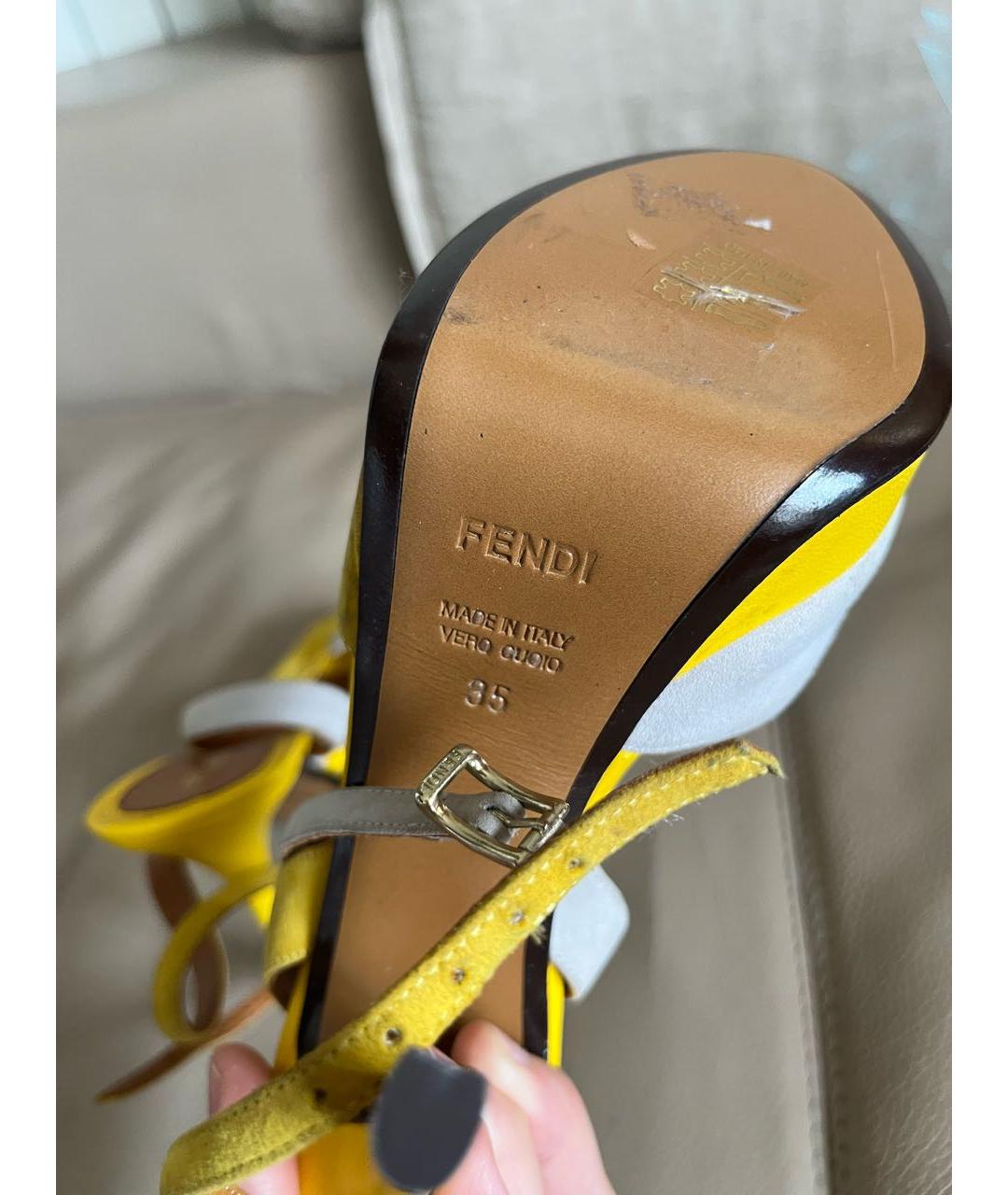 FENDI Мульти кожаные босоножки, фото 7