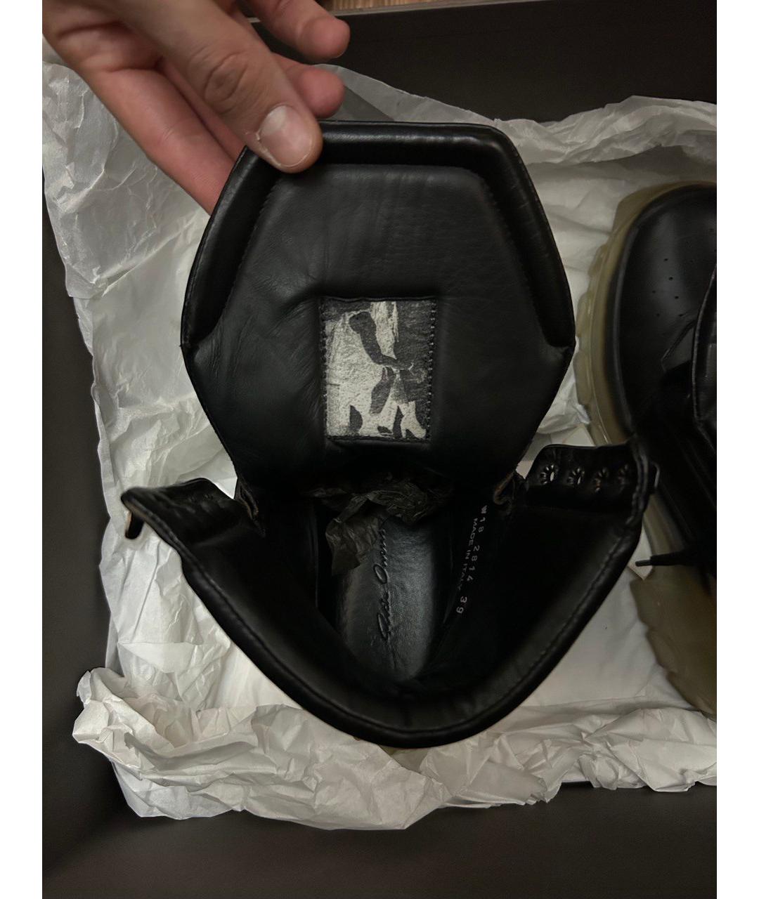 RICK OWENS Черные кожаные ботинки, фото 2