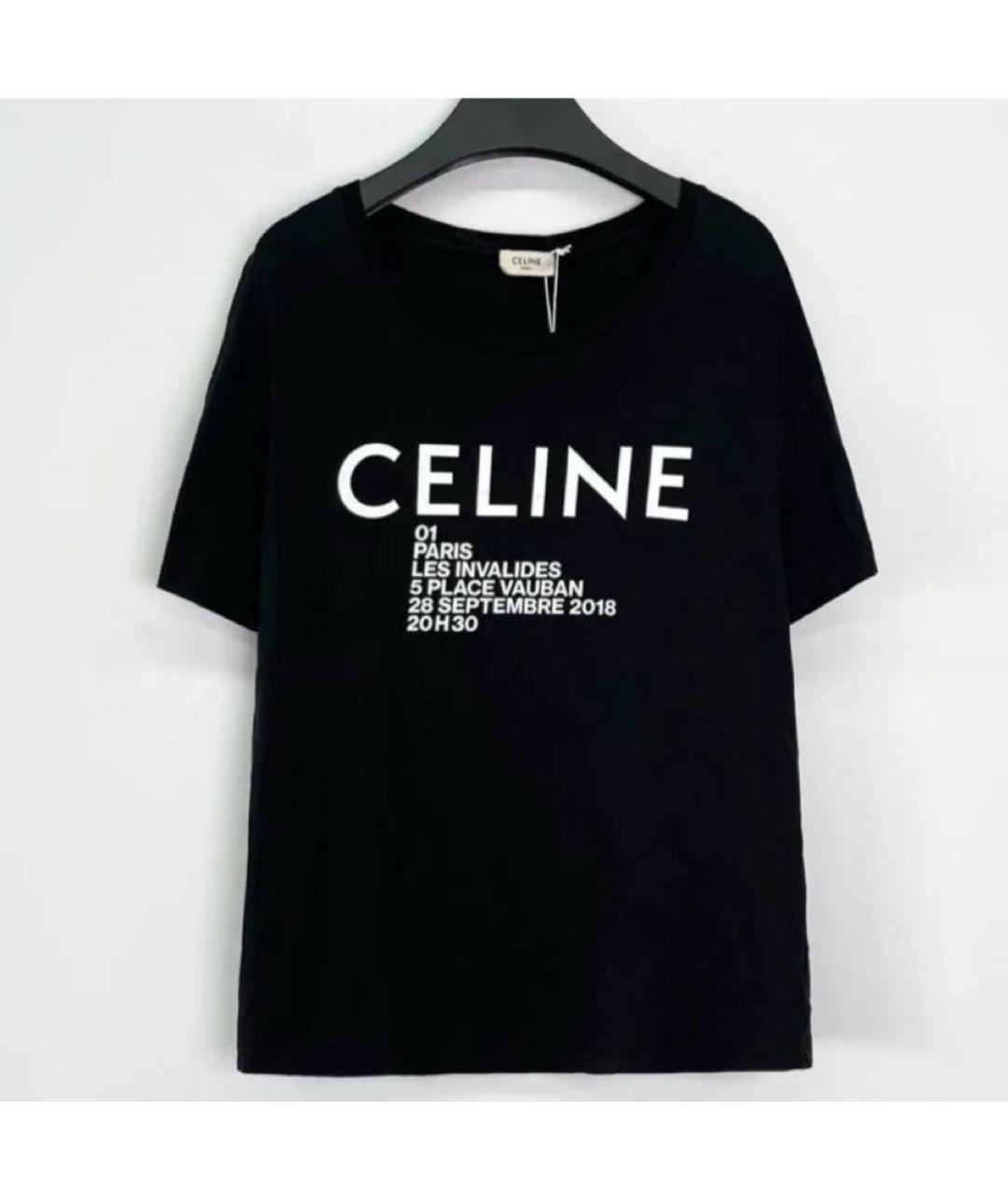 CELINE Черная хлопковая футболка, фото 2