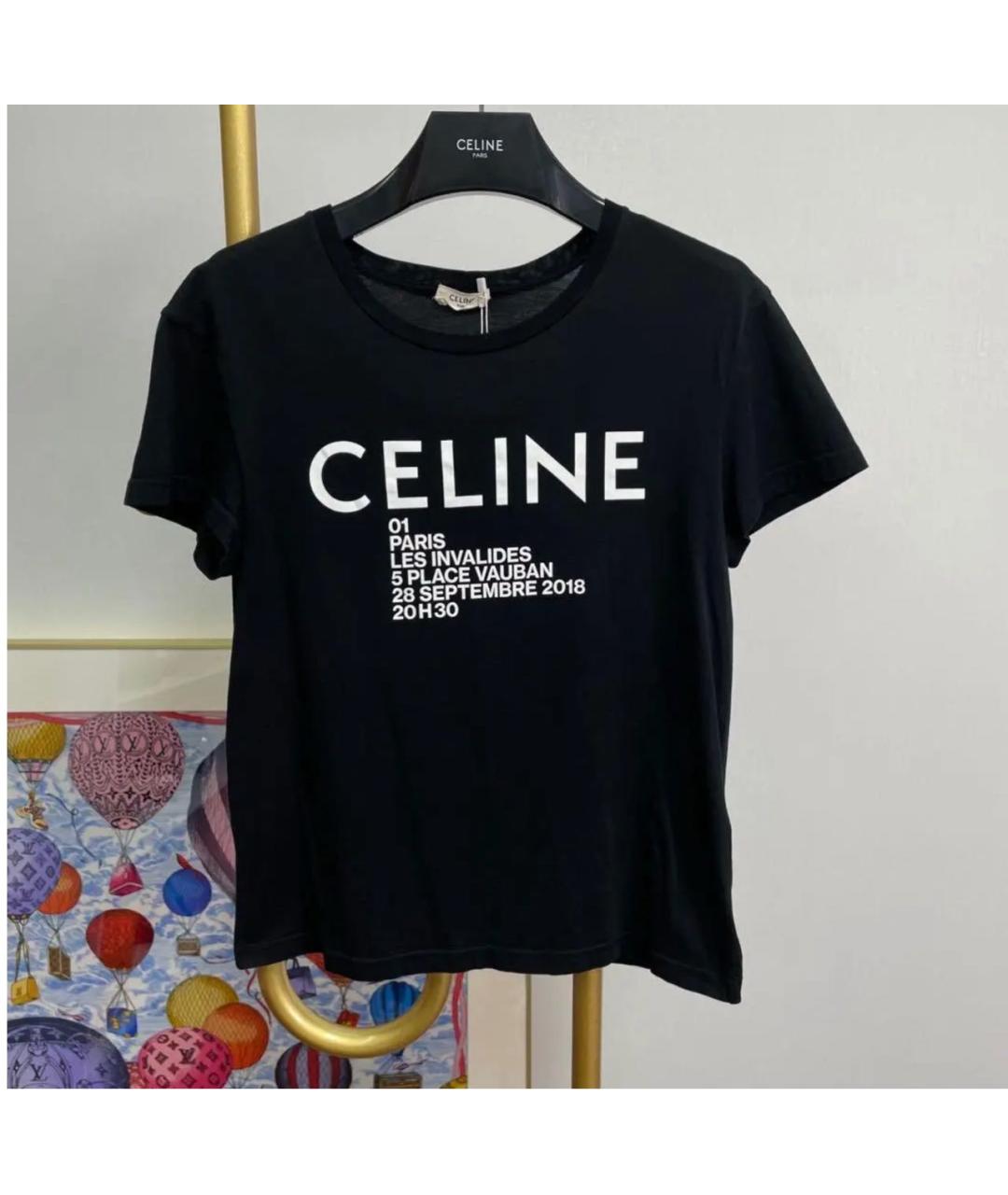 CELINE Черная хлопковая футболка, фото 3