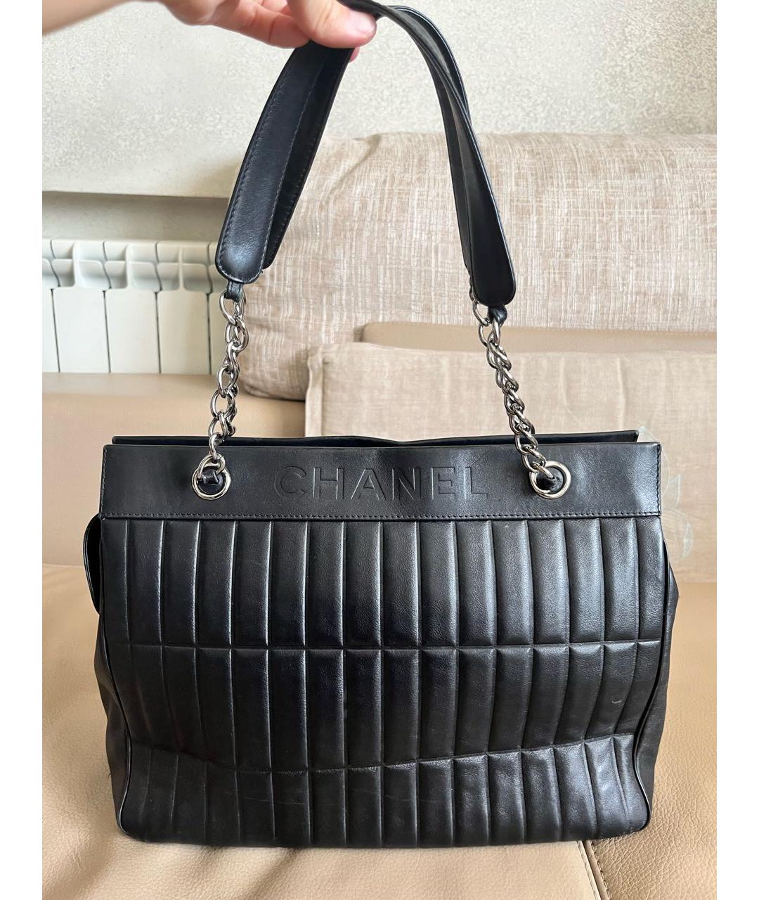 CHANEL Черная кожаная сумка тоут, фото 9