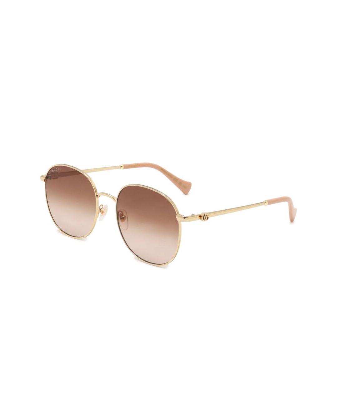 GUCCI Золотые металлические солнцезащитные очки, фото 2