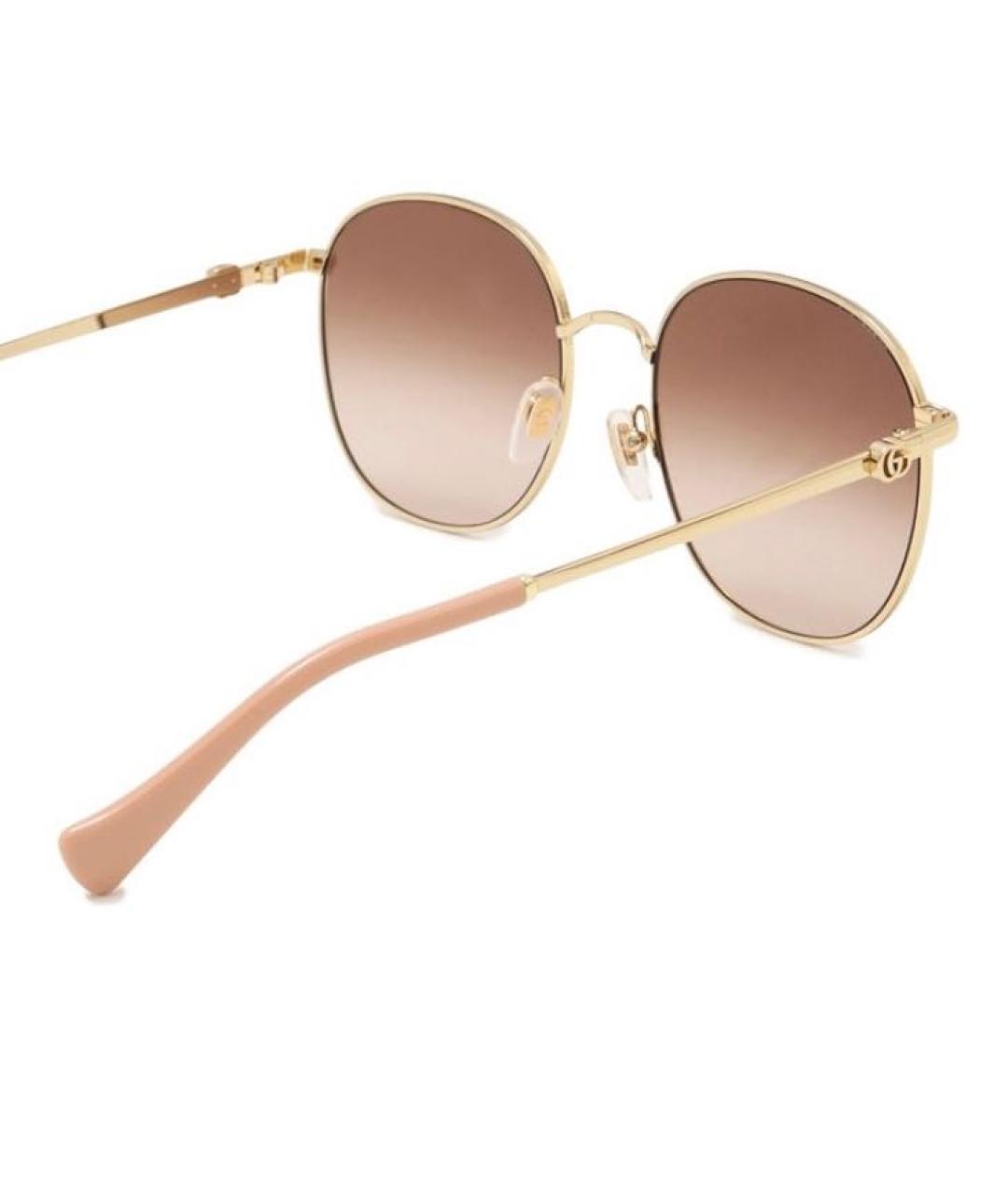 GUCCI Золотые металлические солнцезащитные очки, фото 3