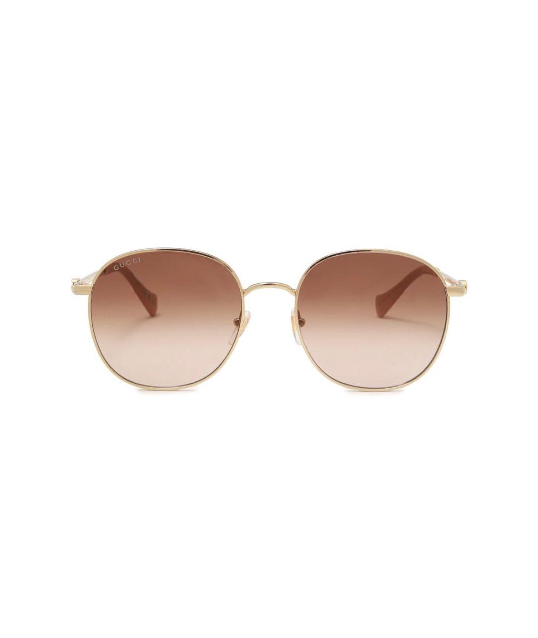 GUCCI Золотые металлические солнцезащитные очки, фото 6