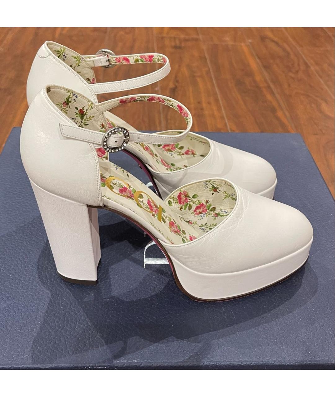GUCCI Белые кожаные туфли, фото 8