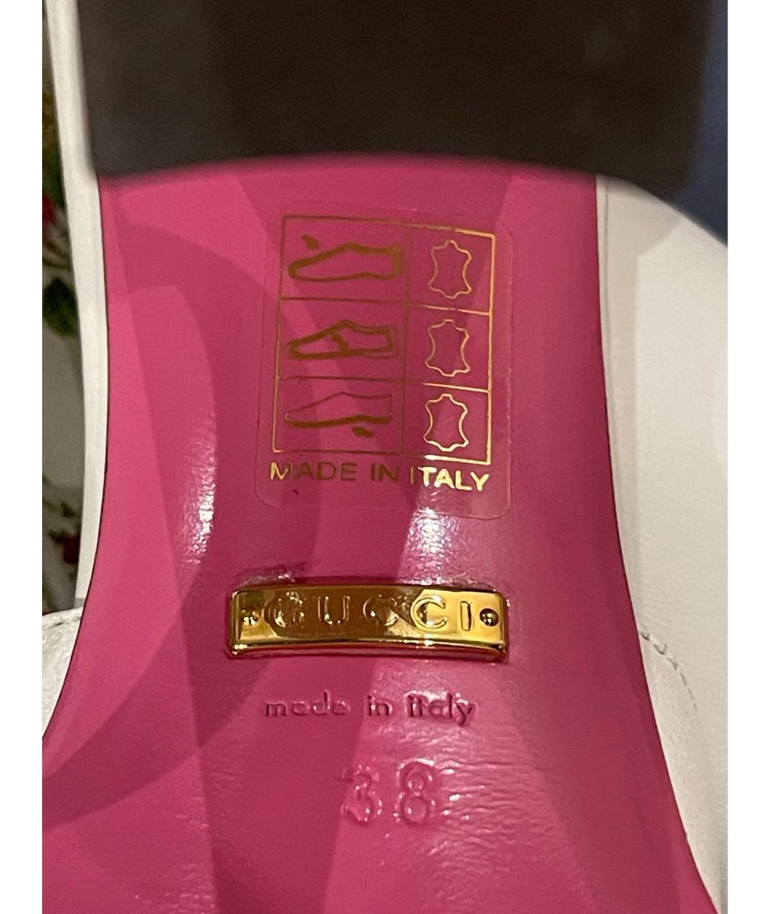 GUCCI Белые кожаные туфли, фото 6