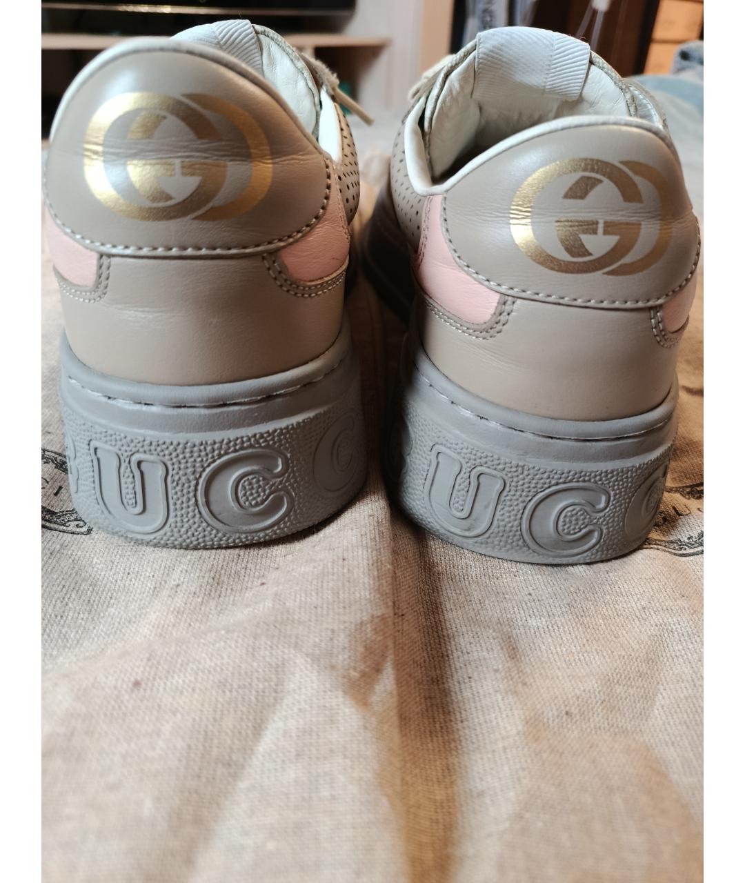 GUCCI Бирюзовые кожаные кроссовки, фото 3