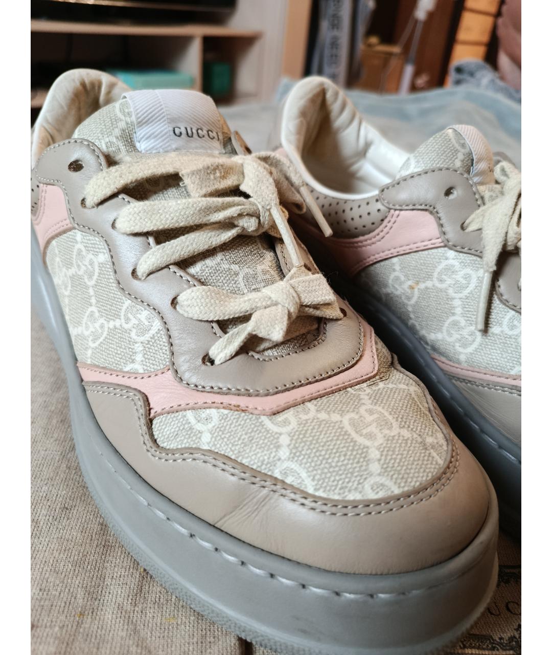 GUCCI Бирюзовые кожаные кроссовки, фото 5
