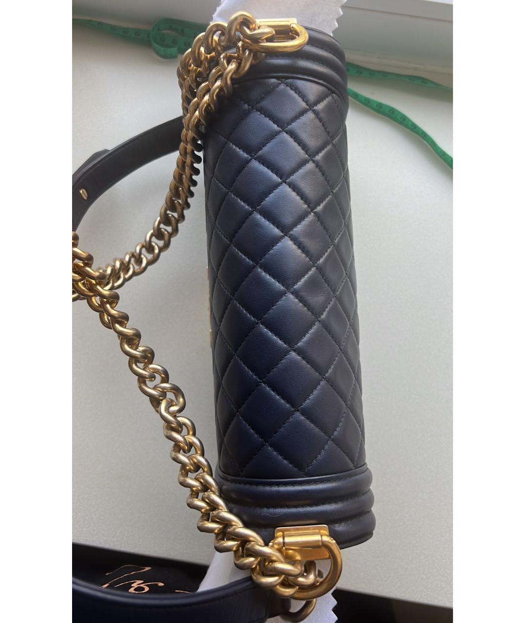 CHANEL Темно-синяя кожаная сумка тоут, фото 4