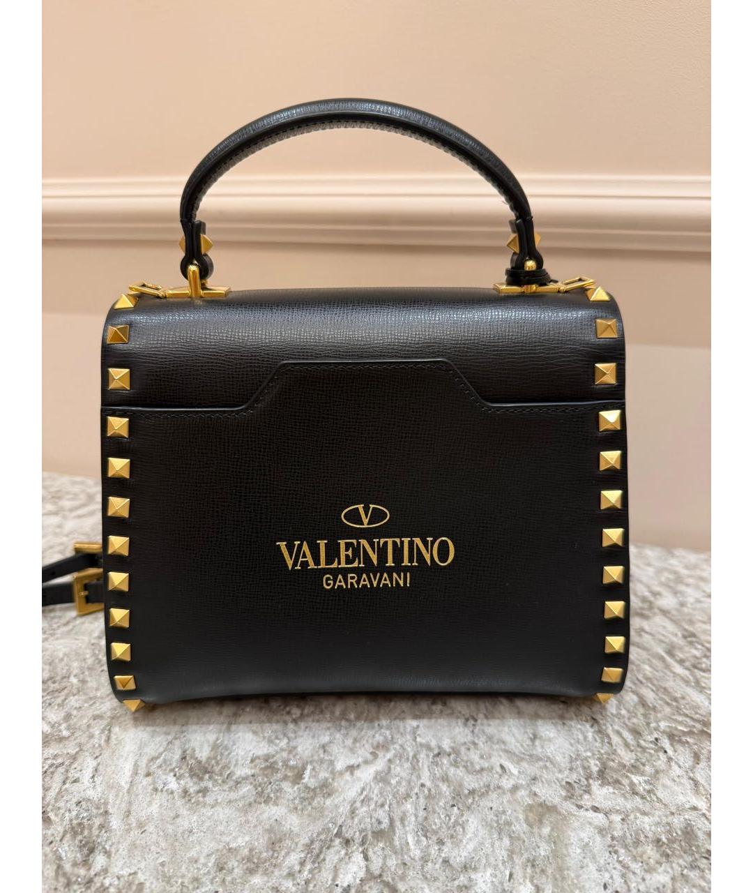 VALENTINO Черная кожаная сумка с короткими ручками, фото 3