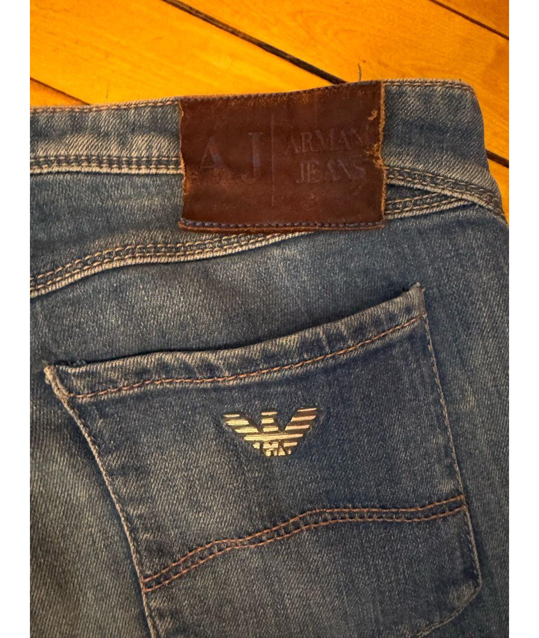 ARMANI JEANS Голубые джинсы слим, фото 5