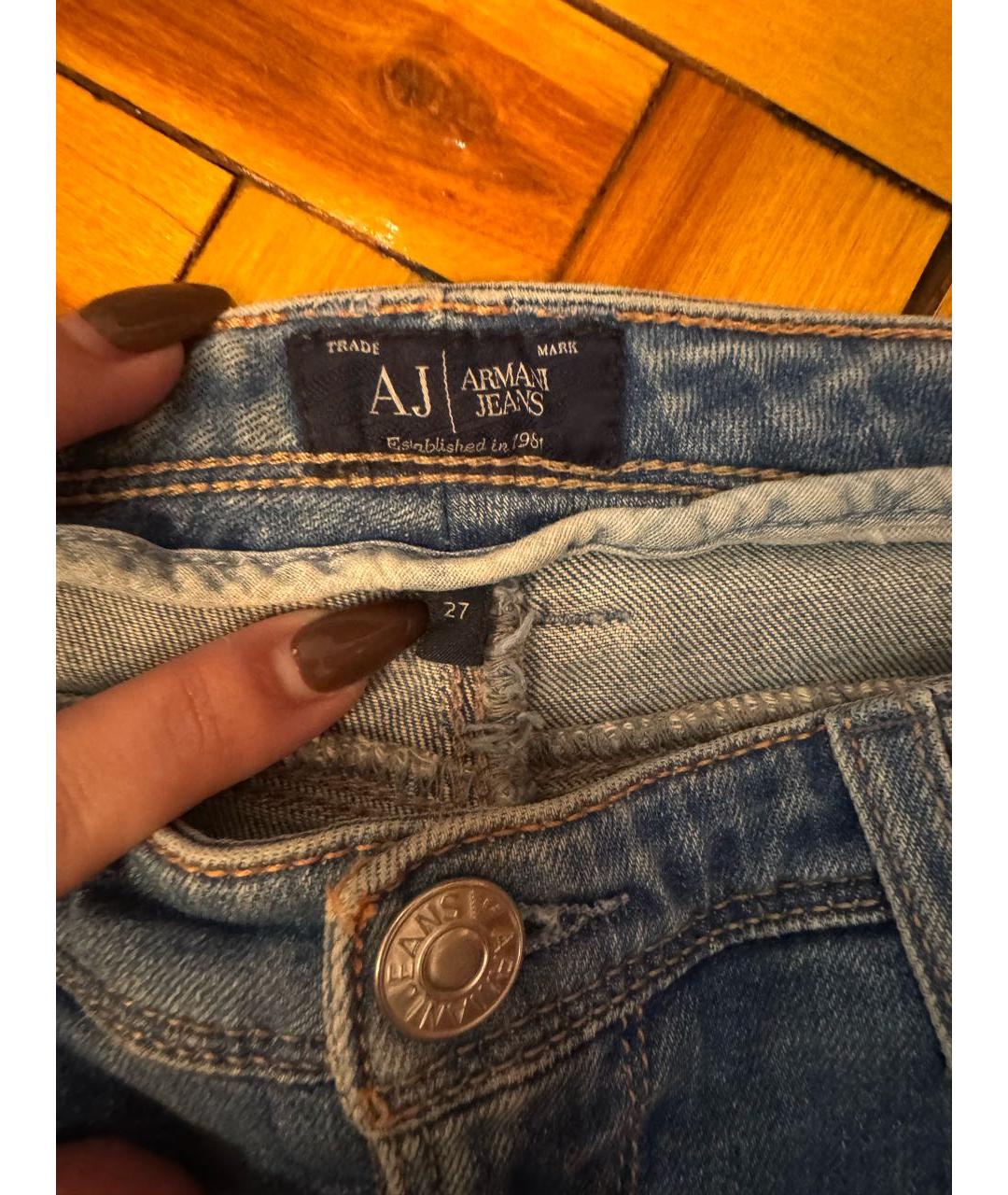 ARMANI JEANS Голубые джинсы слим, фото 3