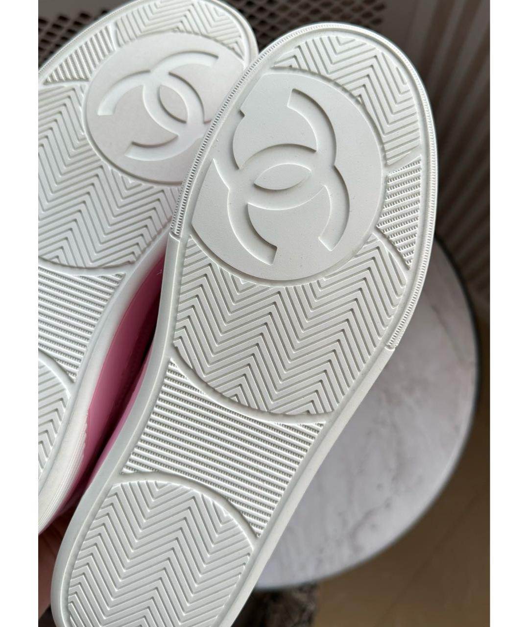 CHANEL Розовые кожаные кеды, фото 6