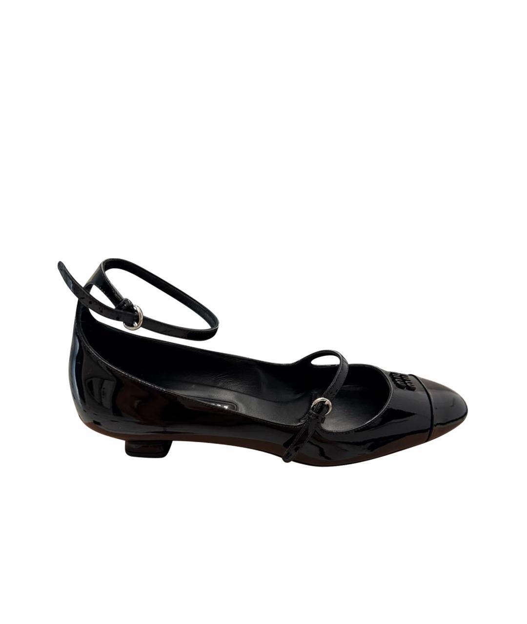 MIU MIU Черные туфли из лакированной кожи, фото 1