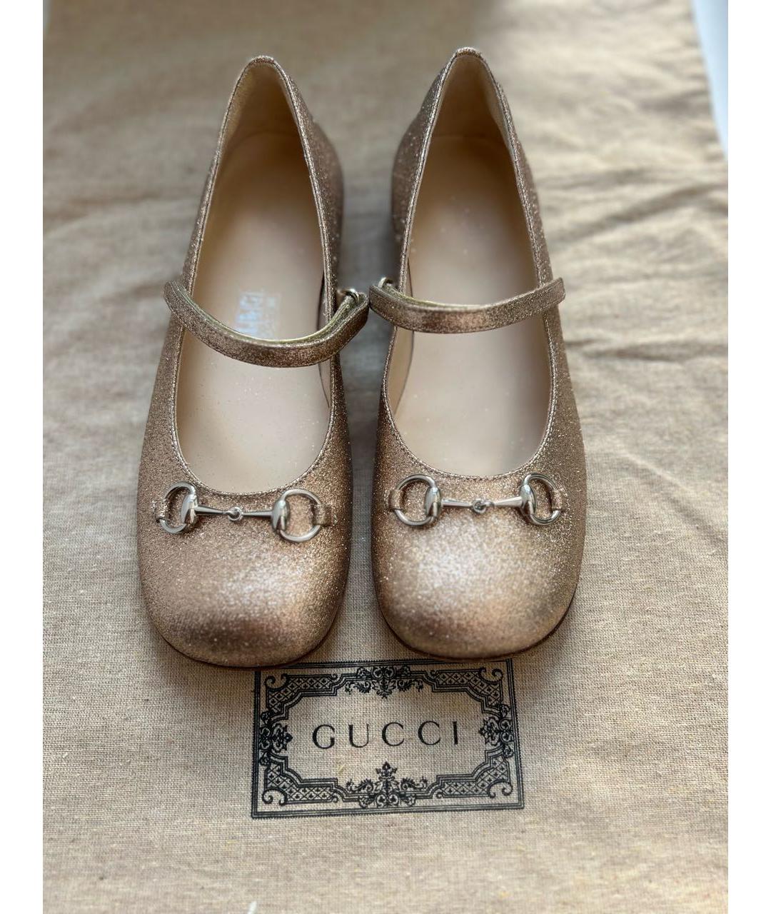 GUCCI Золотые туфли, фото 3