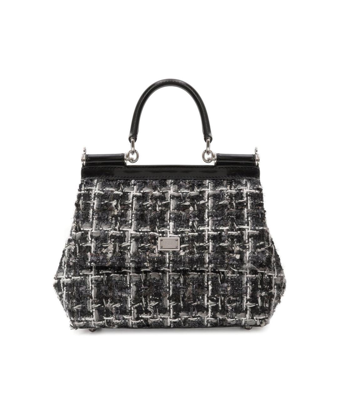 DOLCE&GABBANA Черная твидовая сумка с короткими ручками, фото 9