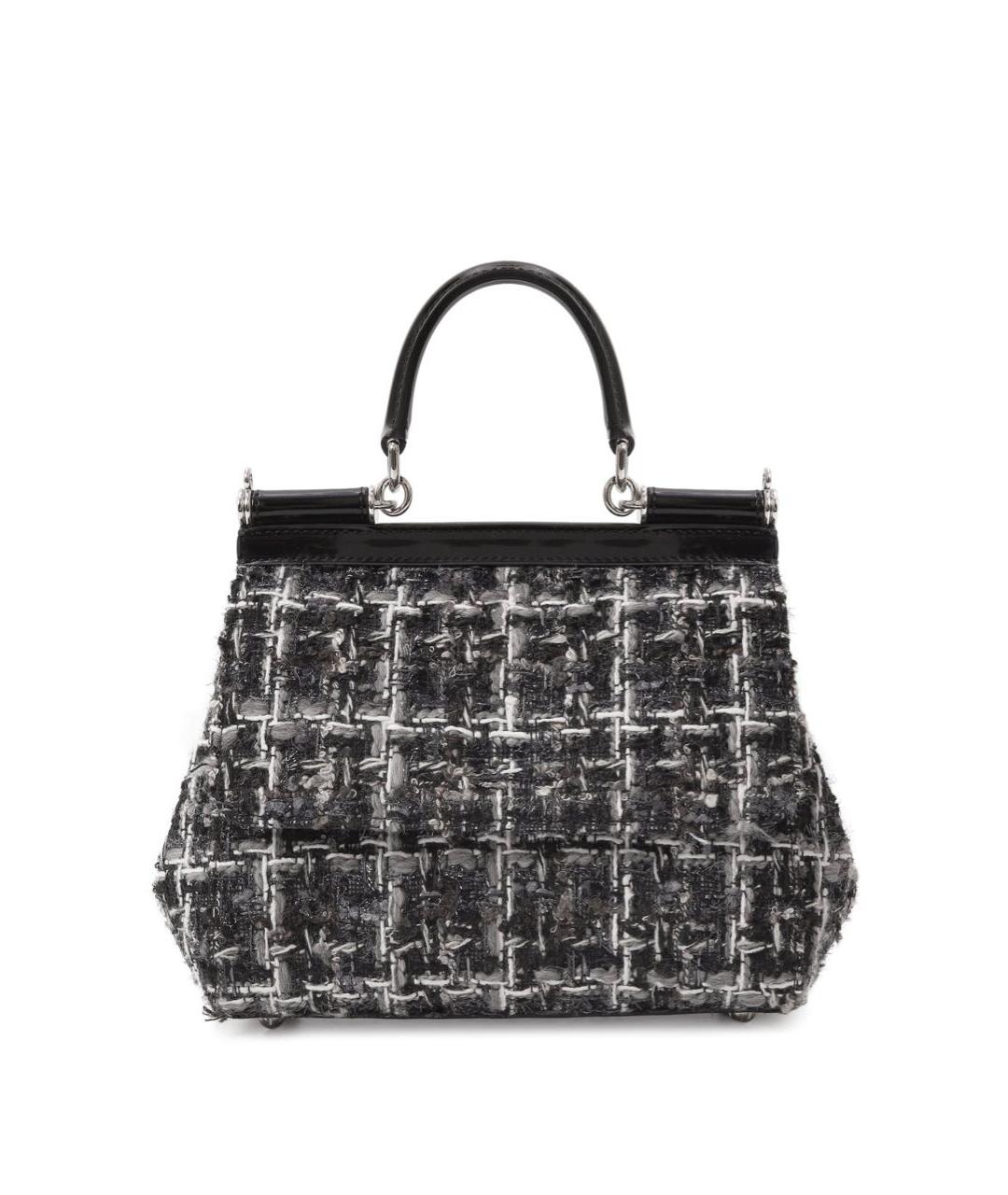 DOLCE&GABBANA Черная твидовая сумка с короткими ручками, фото 3