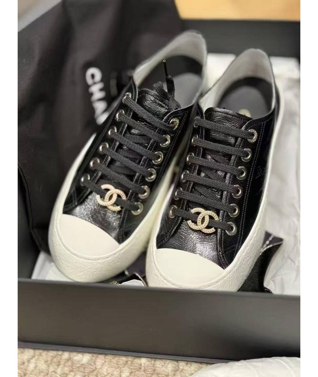 CHANEL Черные кожаные кеды, фото 4