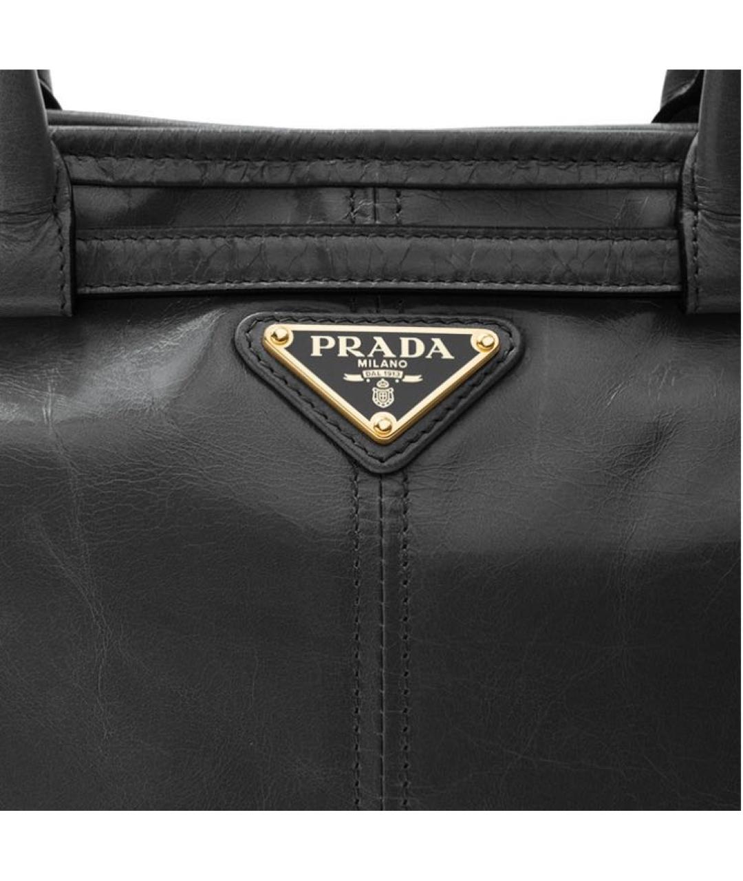PRADA Черная кожаная сумка с короткими ручками, фото 6