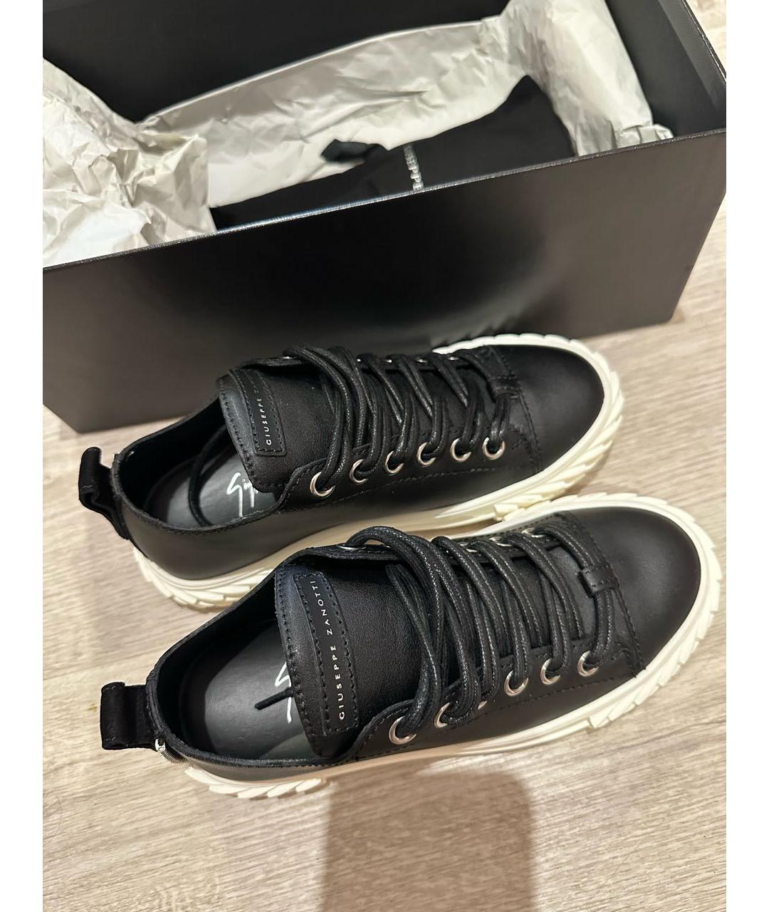 GIUSEPPE ZANOTTI DESIGN Черные кожаные кеды, фото 6