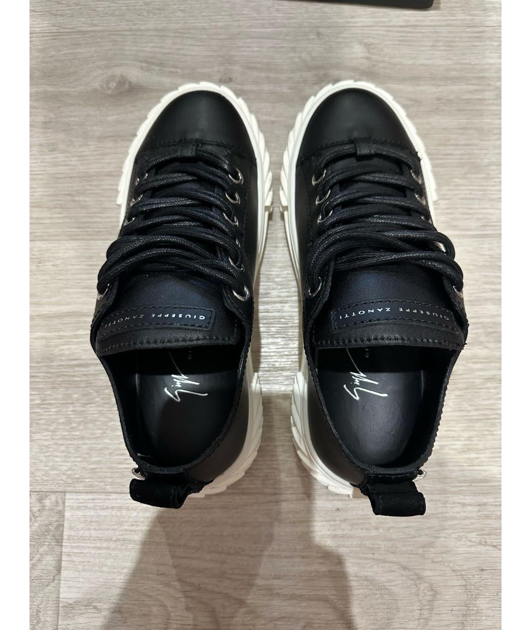 GIUSEPPE ZANOTTI DESIGN Черные кожаные кеды, фото 3