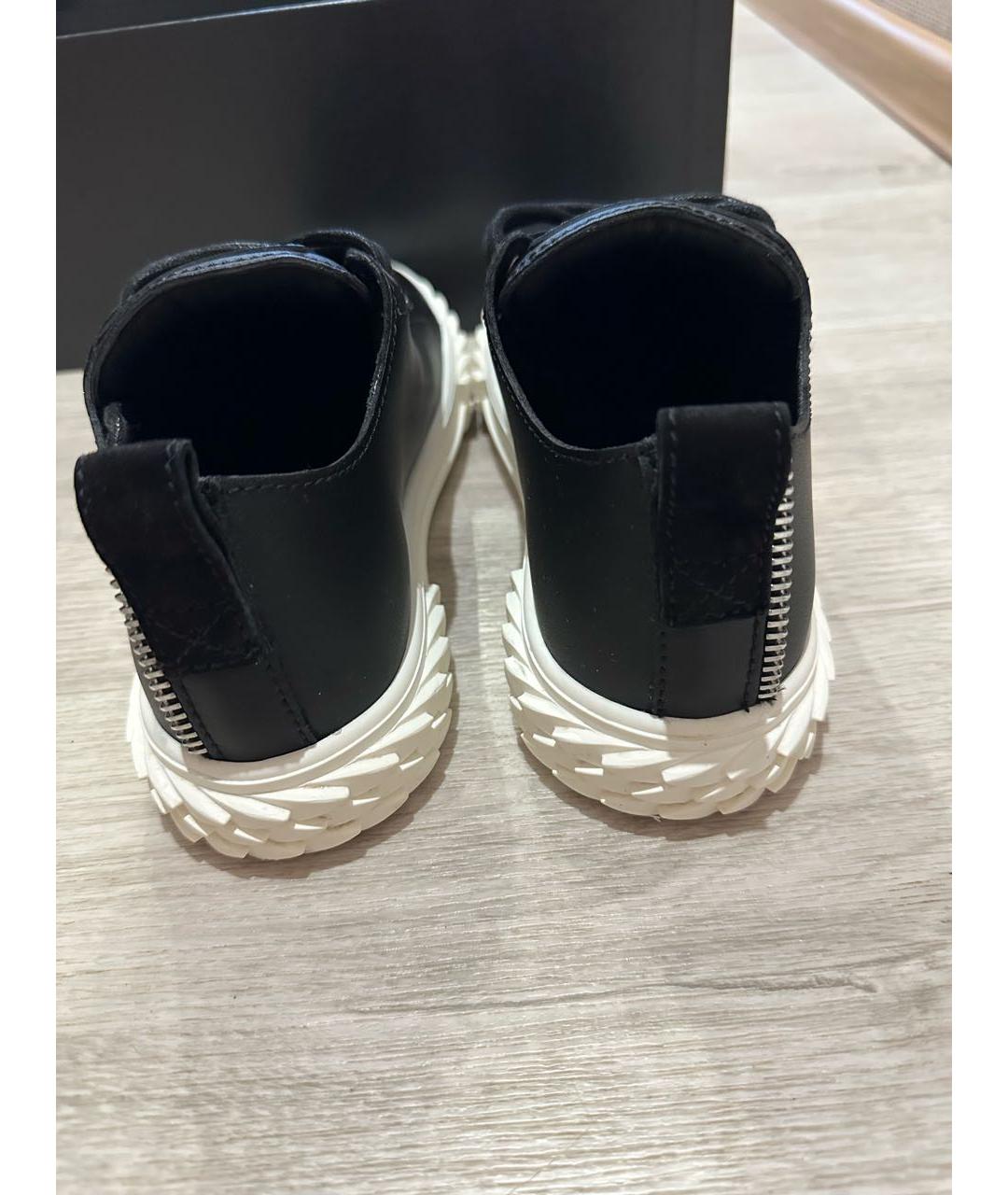 GIUSEPPE ZANOTTI DESIGN Черные кожаные кеды, фото 4