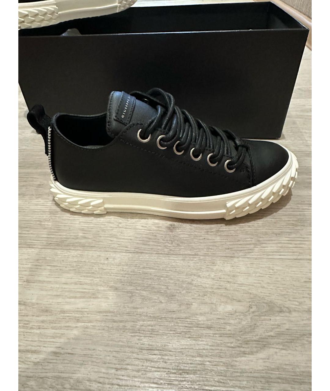 GIUSEPPE ZANOTTI DESIGN Черные кожаные кеды, фото 8