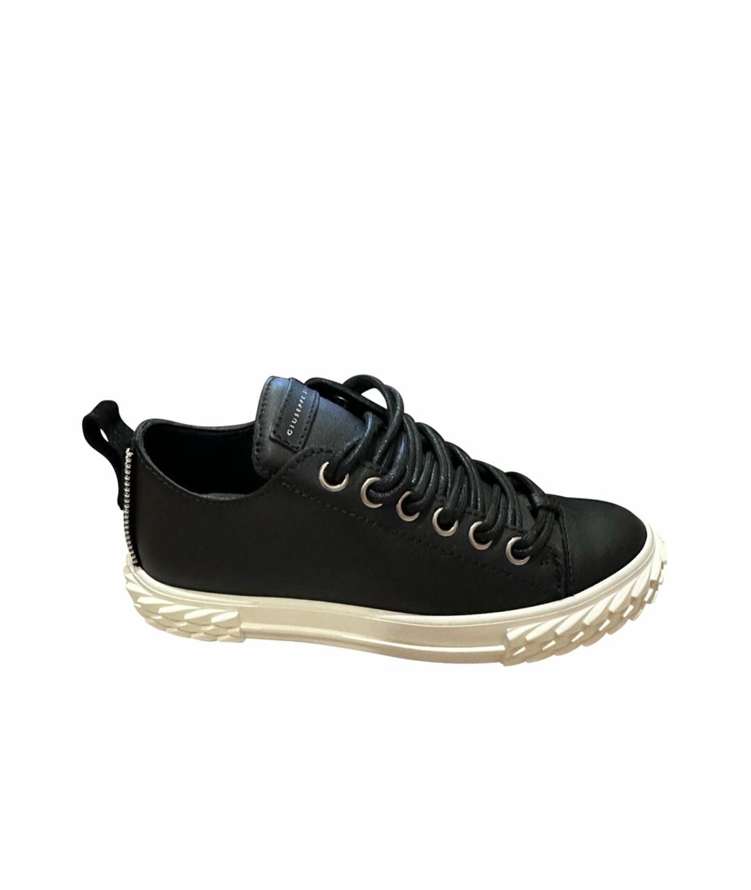 GIUSEPPE ZANOTTI DESIGN Черные кожаные кеды, фото 1