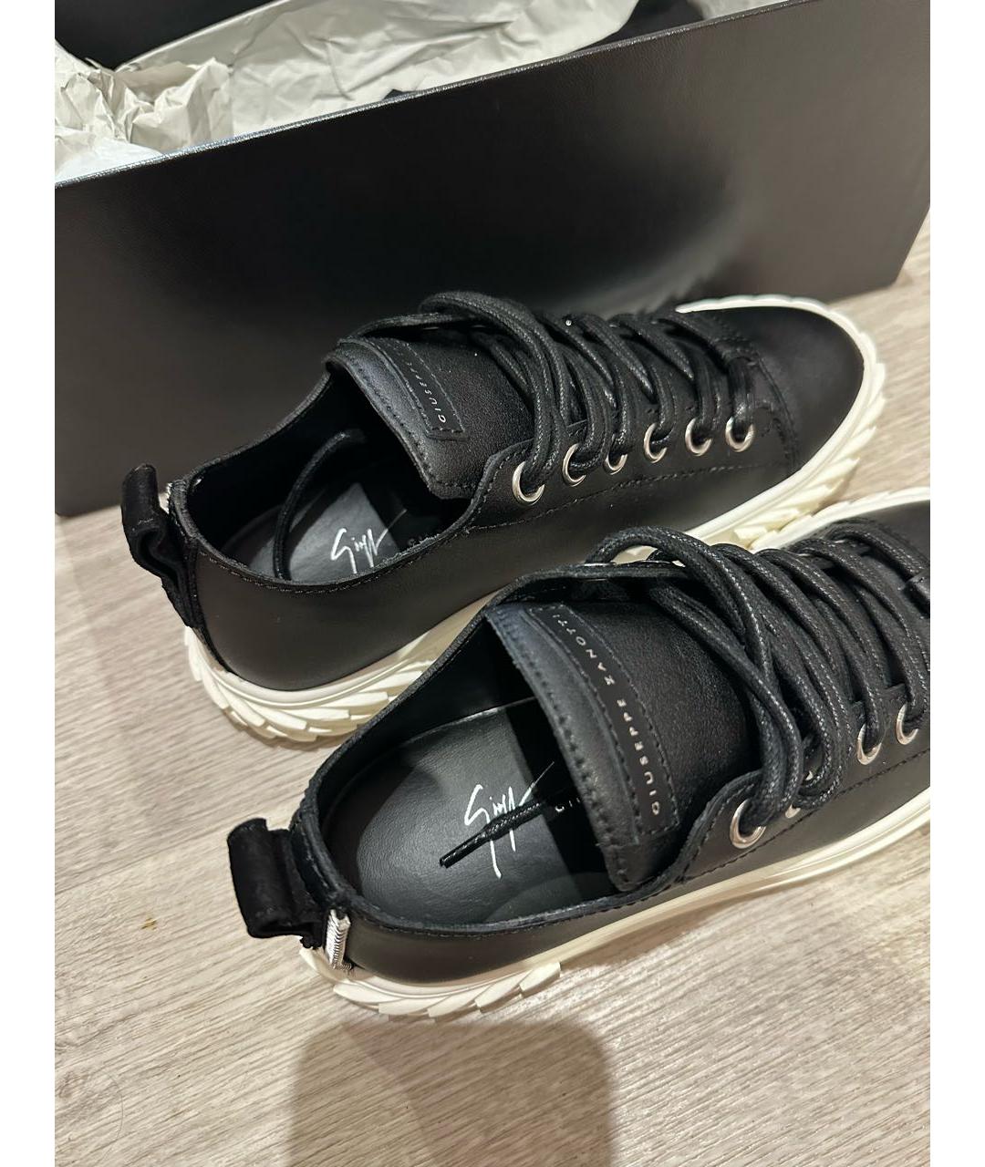GIUSEPPE ZANOTTI DESIGN Черные кожаные кеды, фото 5