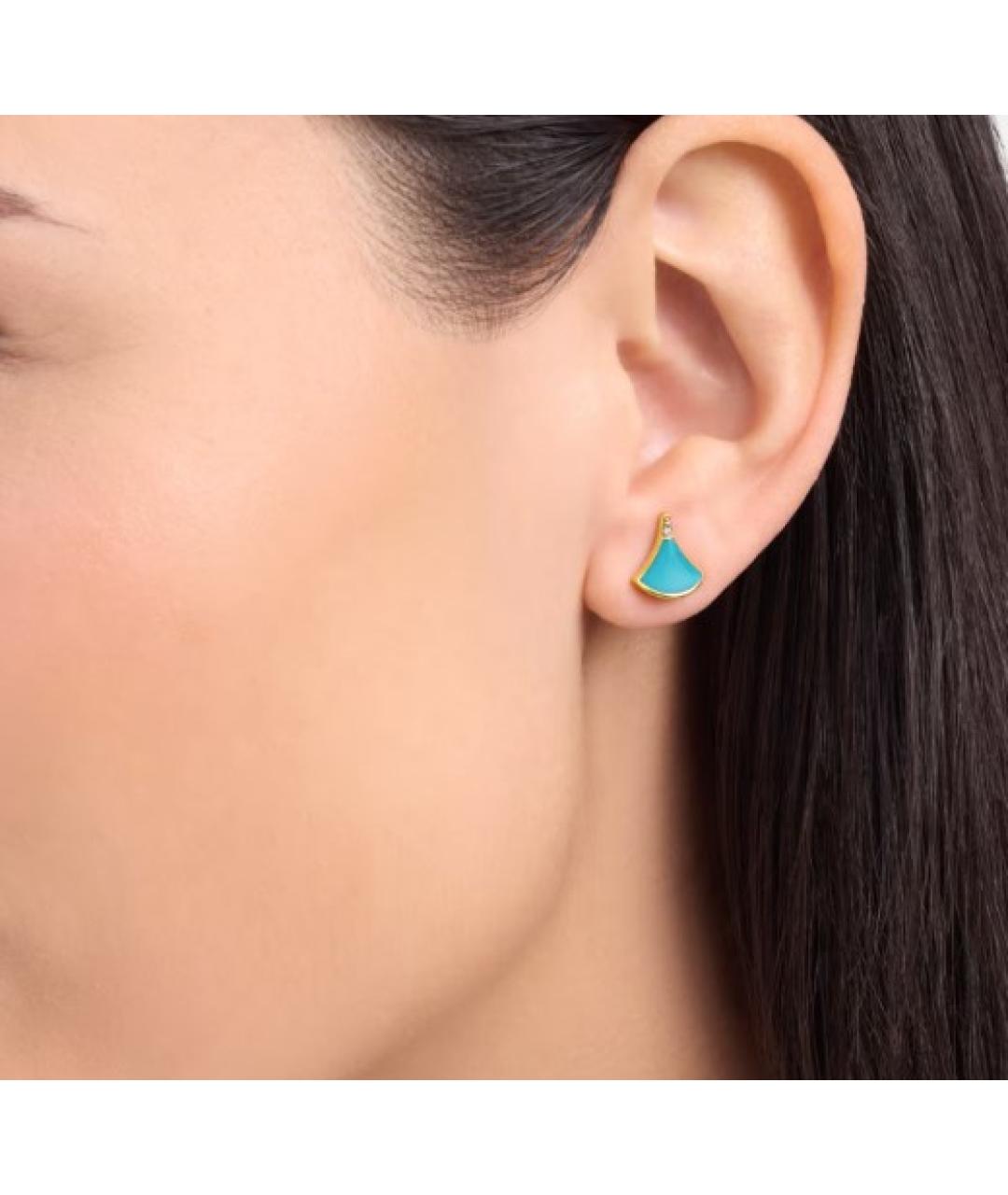 BVLGARI Голубые серьги из желтого золота, фото 6