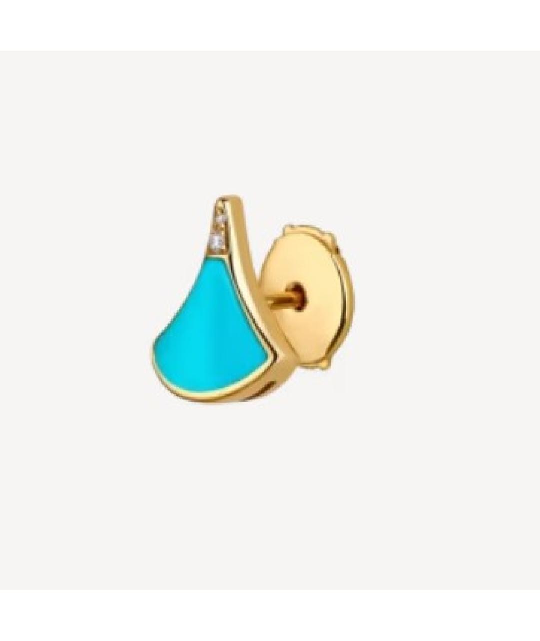 BVLGARI Голубые серьги из желтого золота, фото 2