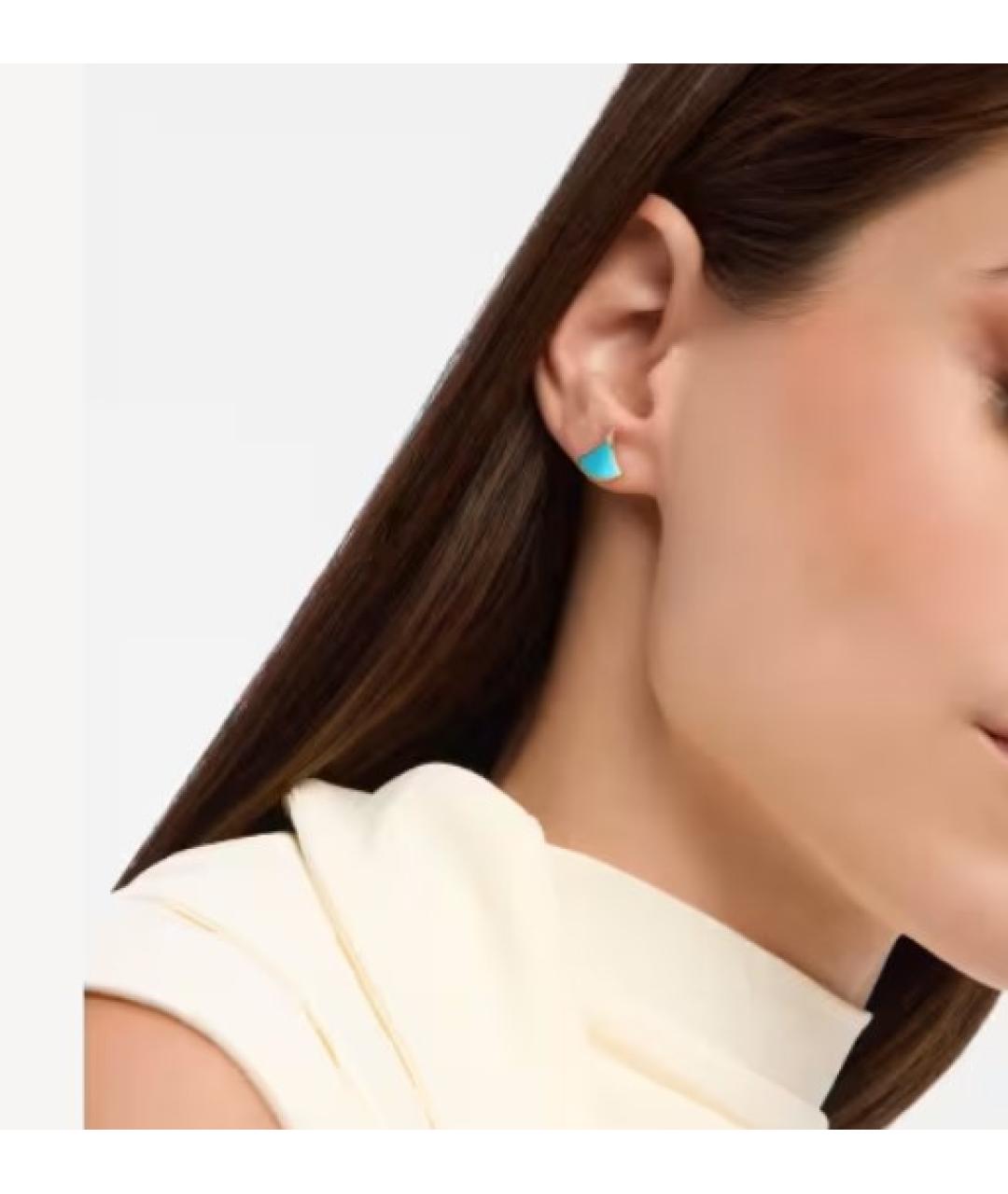 BVLGARI Голубые серьги из желтого золота, фото 4