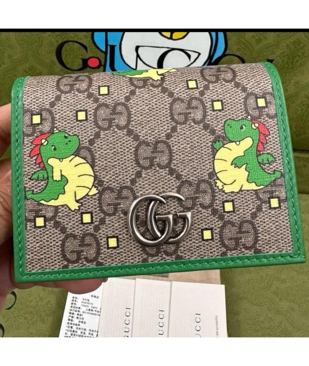 GUCCI Бежевый кожаный кардхолдер, фото 3
