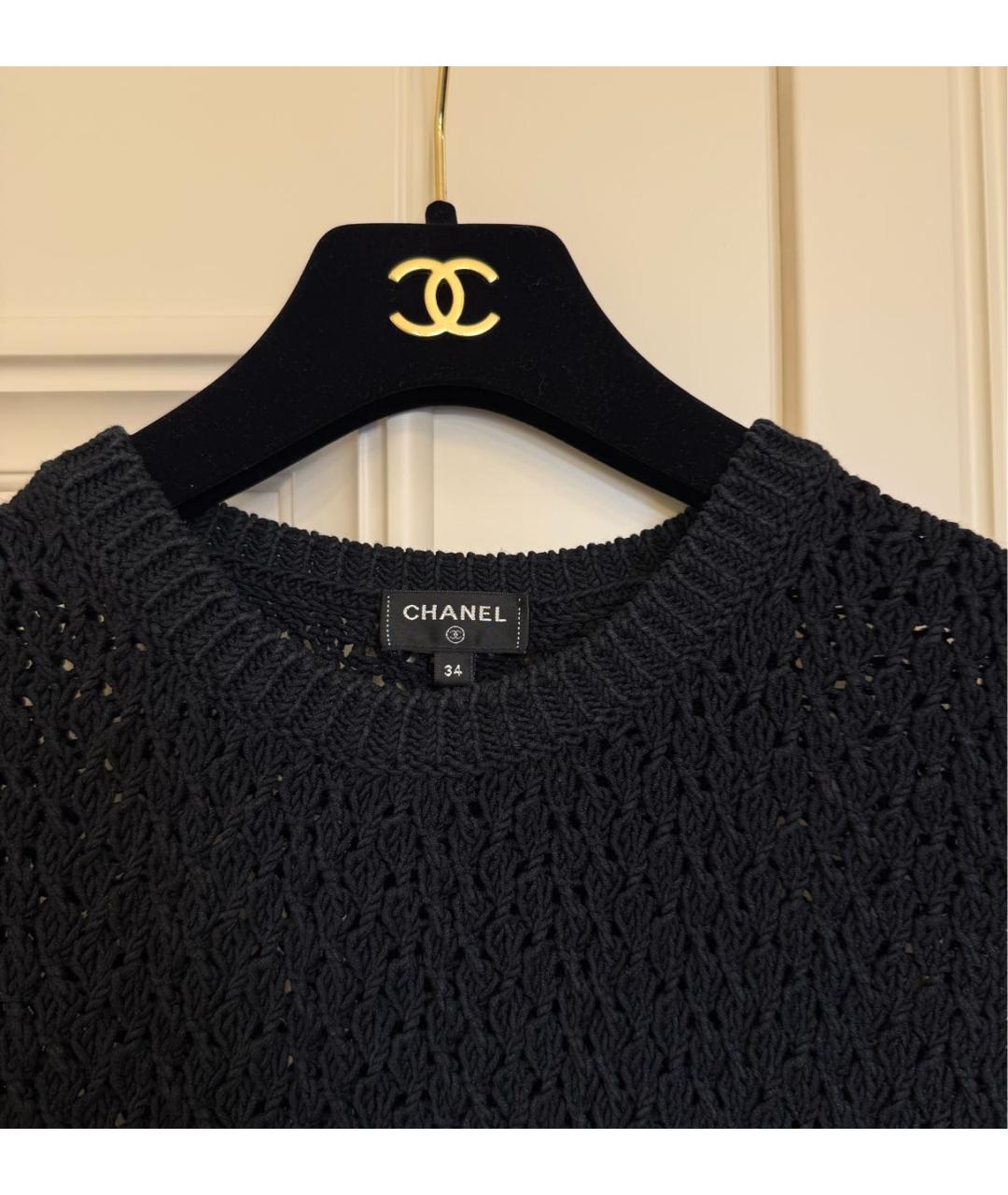 CHANEL Черное хлопковое повседневное платье, фото 3