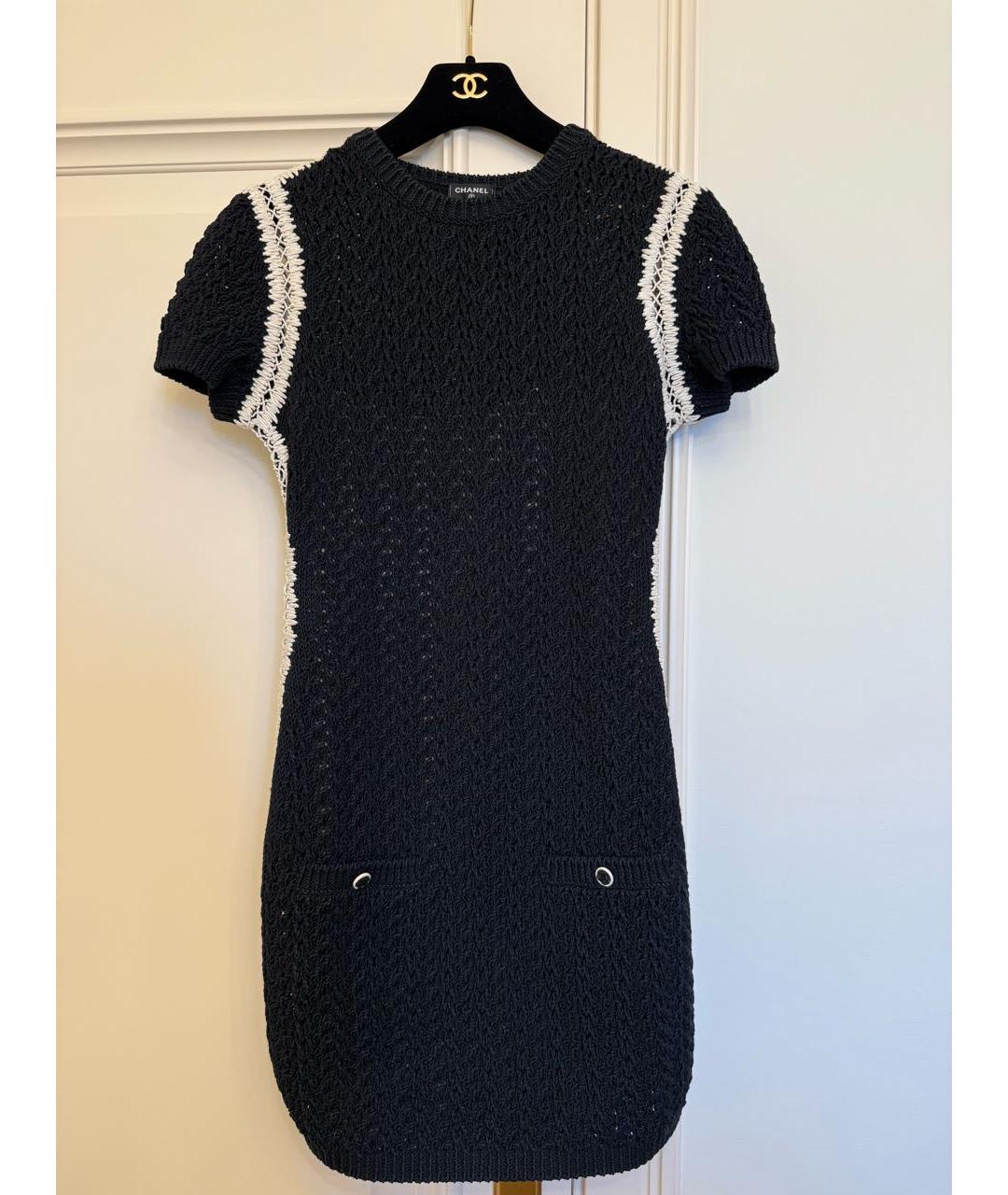 CHANEL Черное хлопковое повседневное платье, фото 5