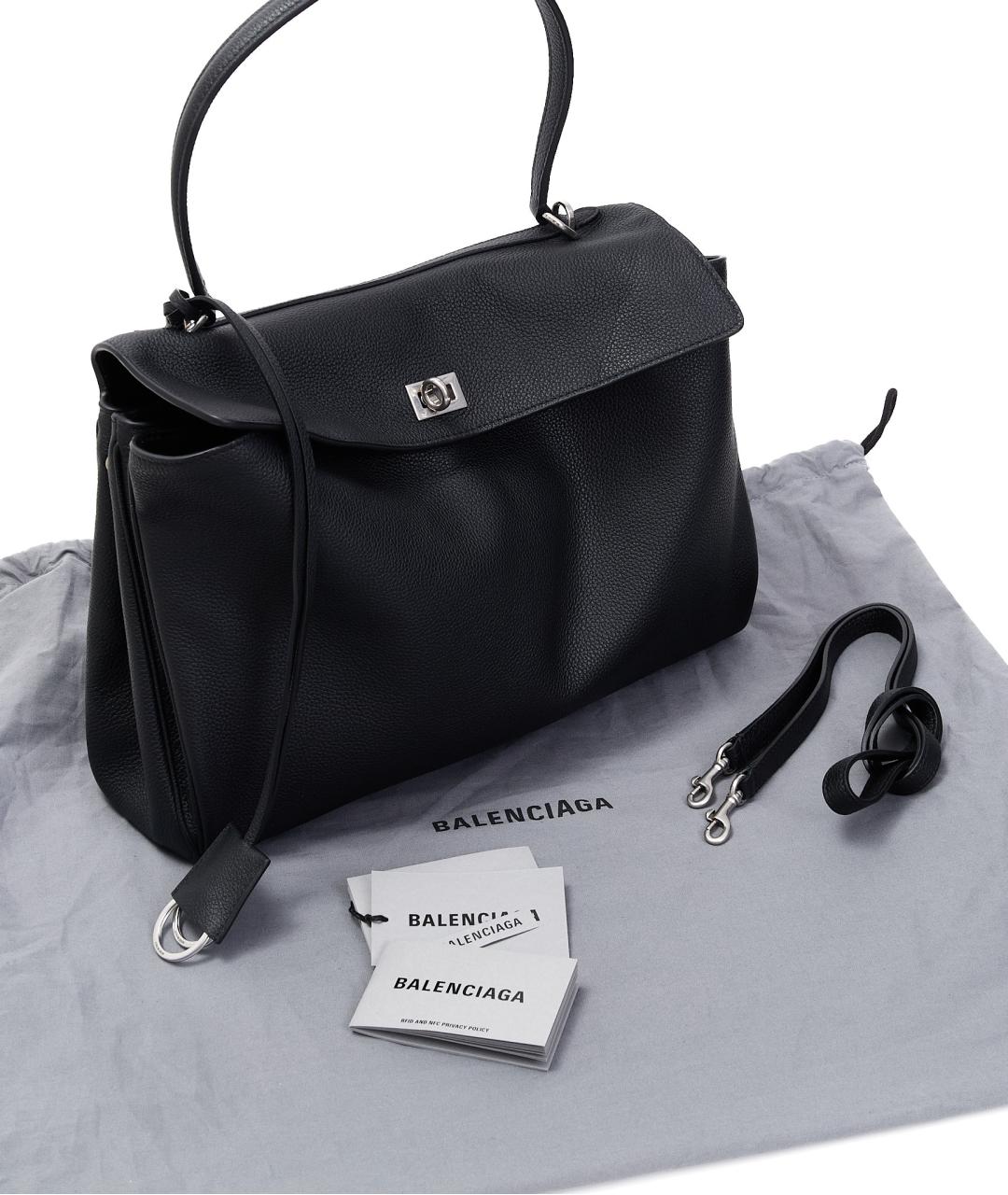 BALENCIAGA Черная кожаная сумка тоут, фото 3