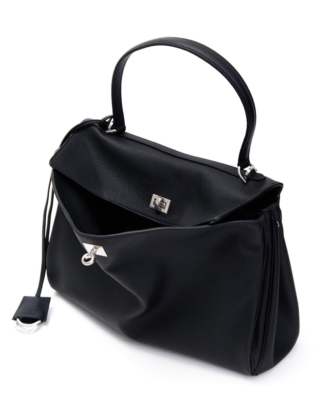 BALENCIAGA Черная кожаная сумка тоут, фото 7