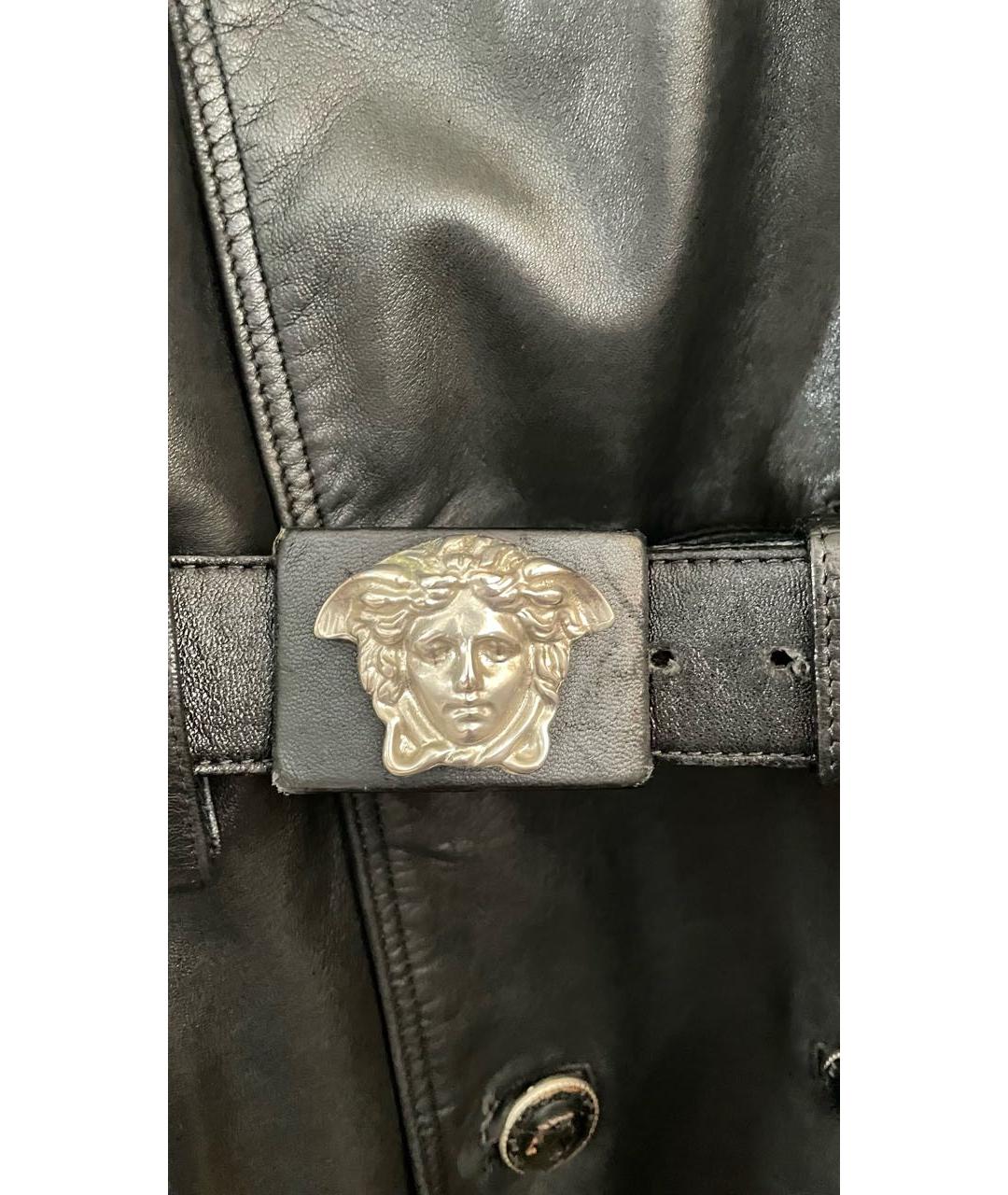 VERSACE Черная кожаная куртка, фото 4