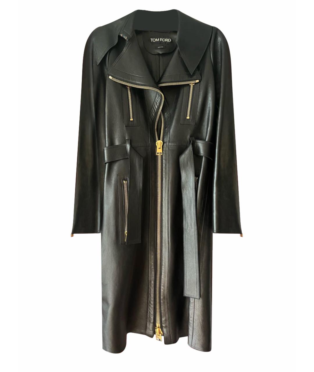 TOM FORD Черное кожаное пальто, фото 1