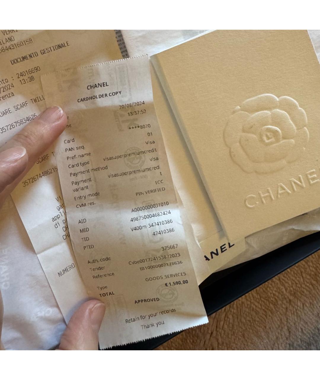 CHANEL Бежевый кашемировый шарф, фото 5