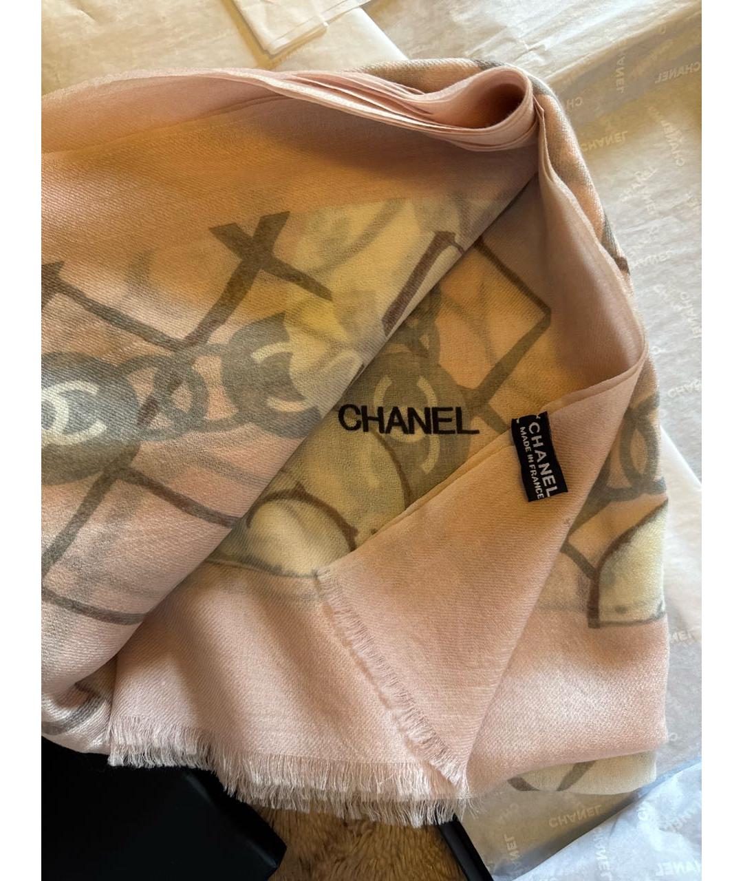 CHANEL Бежевый кашемировый шарф, фото 3