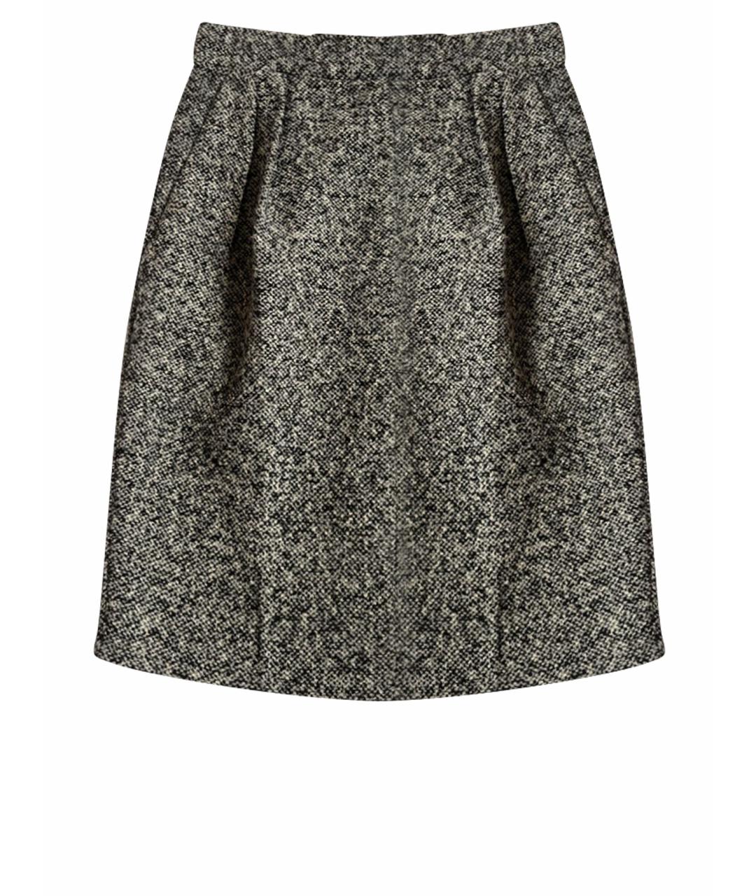 MAX MARA Серая шерстяная юбка мини, фото 1