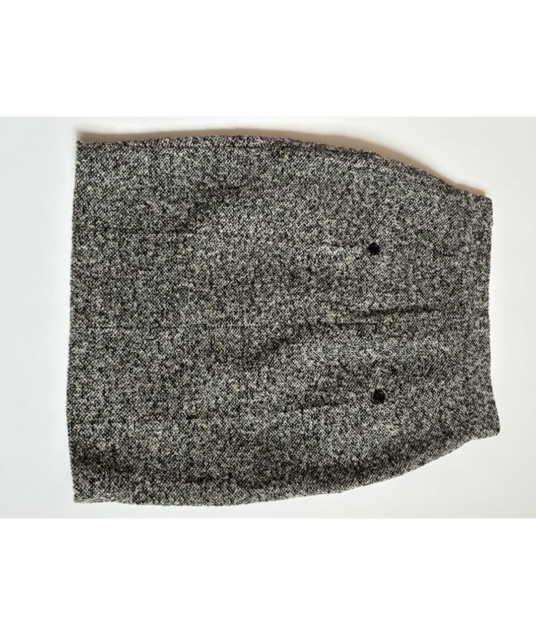 MAX MARA Серая шерстяная юбка мини, фото 2