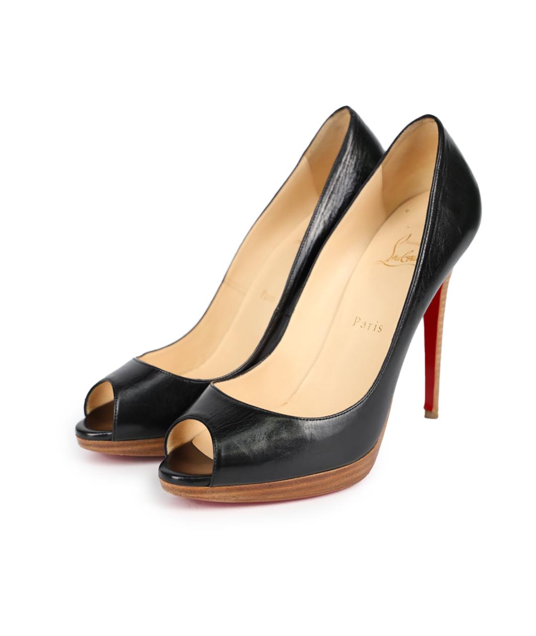 CHRISTIAN LOUBOUTIN Черные кожаные туфли, фото 2
