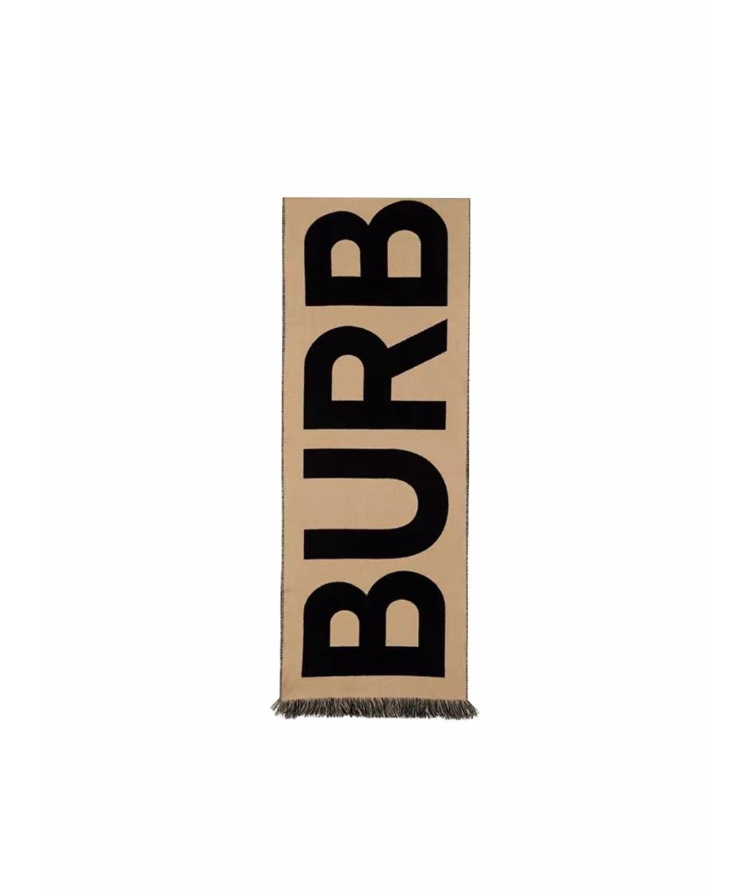 BURBERRY Бежевый хлопковый шарф, фото 1