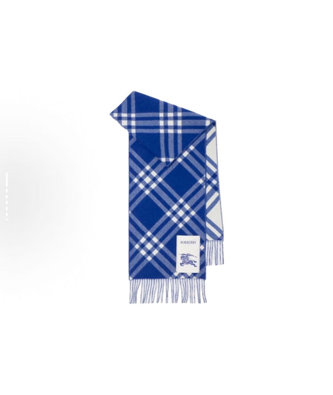 BURBERRY Синий хлопковый шарф, фото 5