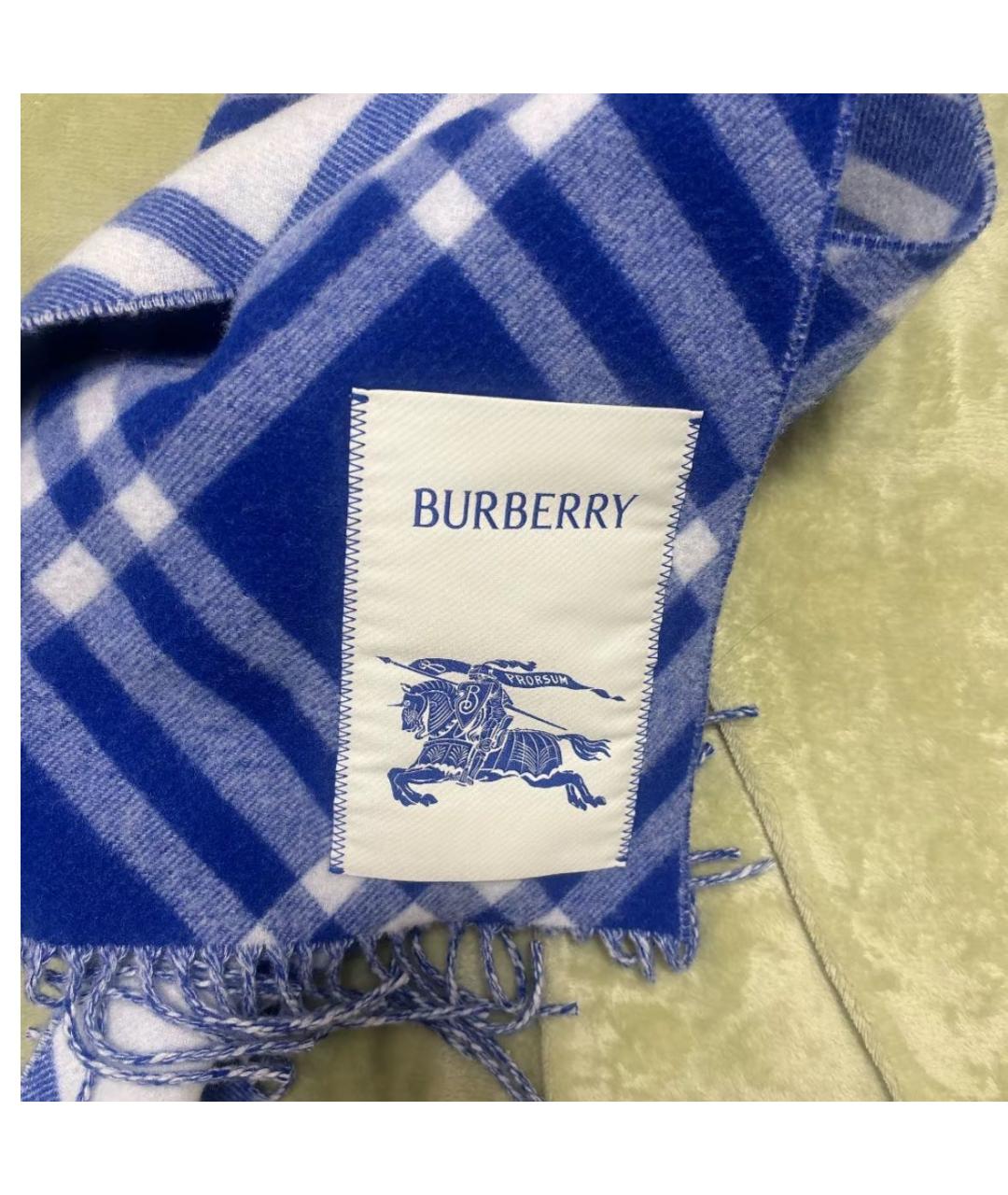 BURBERRY Синий хлопковый шарф, фото 4